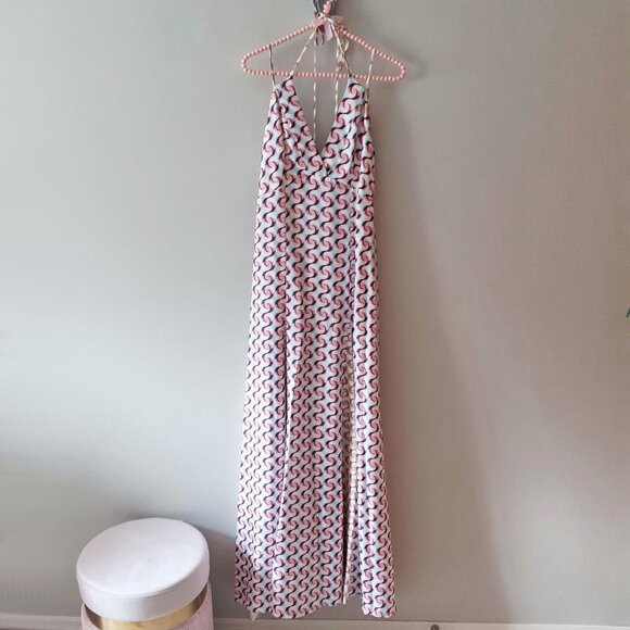 NWT Olivia Palermo printed halter silk maxi dress - Picture 9 of 13